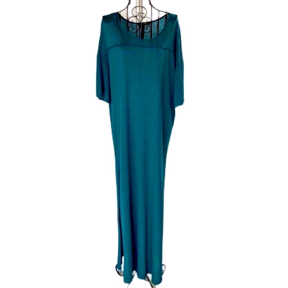 Baja East 100% Modal Short-sleeve Lagenlook Maxi Dress Size X-Small - Picture 2 of 10